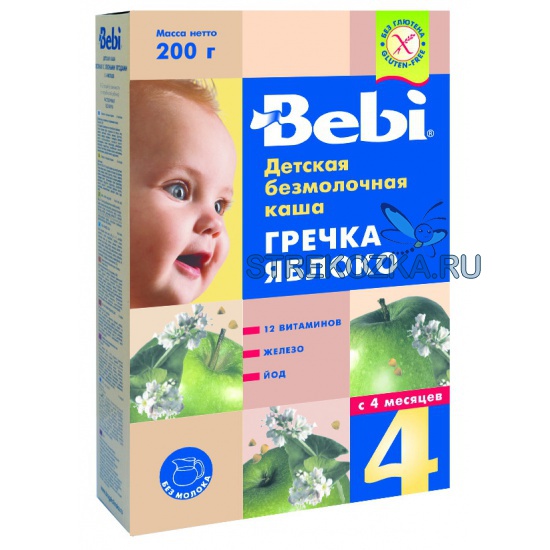 Bebi premium каша безмолочная гречневая с яблоком