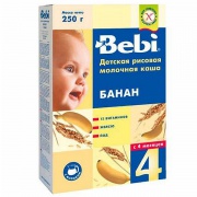 Беби Каша молочная рисовая с бананами, с 6 месяцев, 250 г.