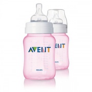 Avent Бутылочка для кормления Classic 260 мл. розовая (2 шт)