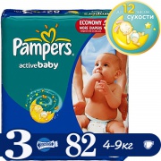 PAMPERS Подгузники Active Baby Midi (4-9 кг) Джамбо Упаковка 82