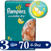 PAMPERS Подгузники Active Baby Midi (4-9 кг) Экономичная Плюс Упаковка 70