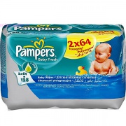 PAMPERS Детские влажные салфетки Baby Fresh Clean Сменный блок Duo 2х64 ПрепакКороб