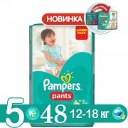 PAMPERS Подгузники-трусики Pants Junior (12-18 кг) Джамбо Упаковка 48