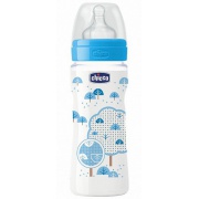 Chicco Бутылочка Well-Being Boy 4 мес., силиконовая соска, 330 мл